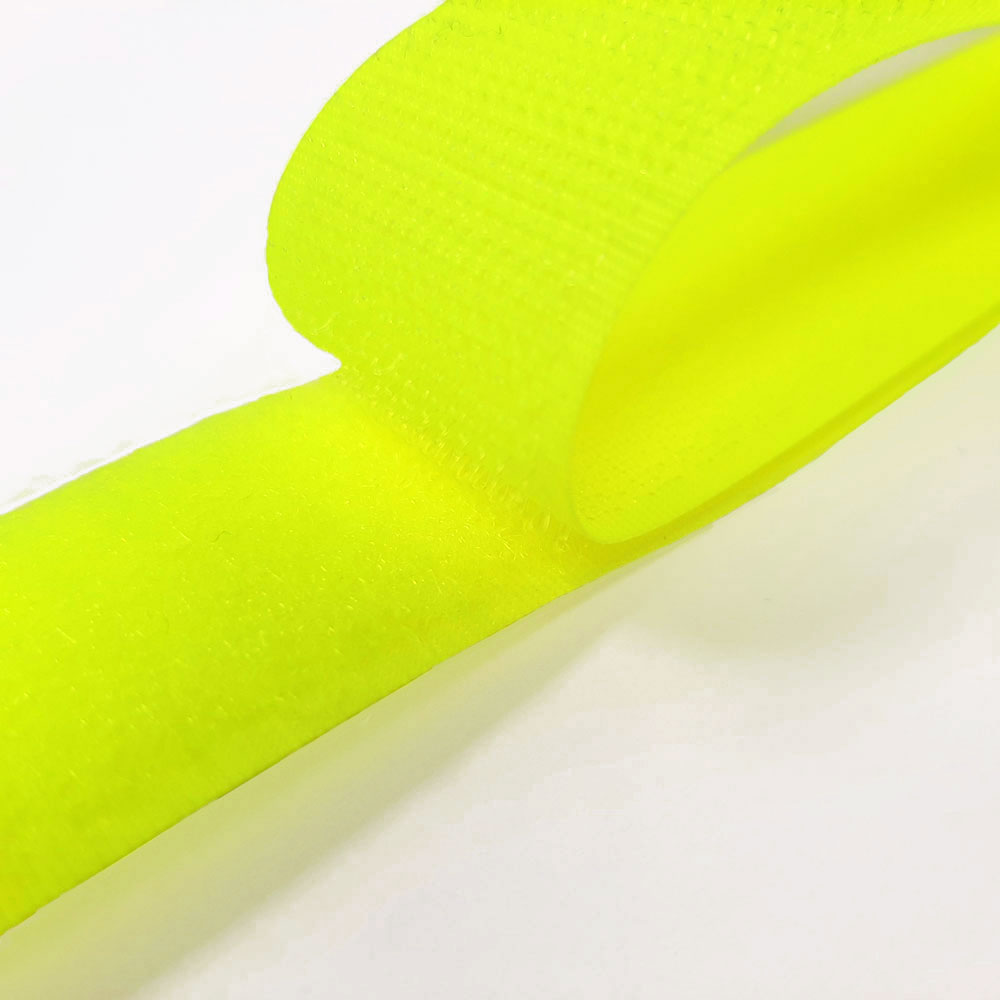 Teollinen koukku ja silmukkateippi (silmukka ja koukkuteippi), leveys 25 mm - Neon keltainen