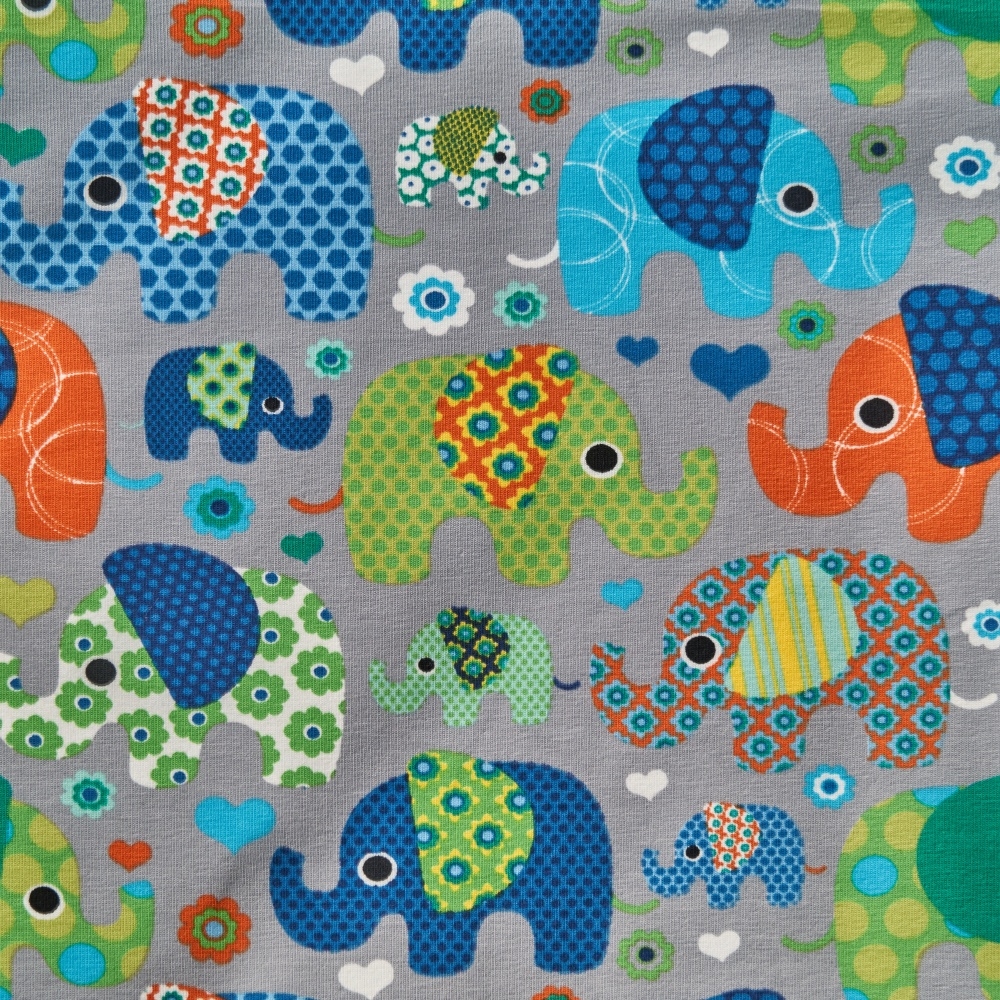 Elephant Cotton Jersey Fabric – Harmaa