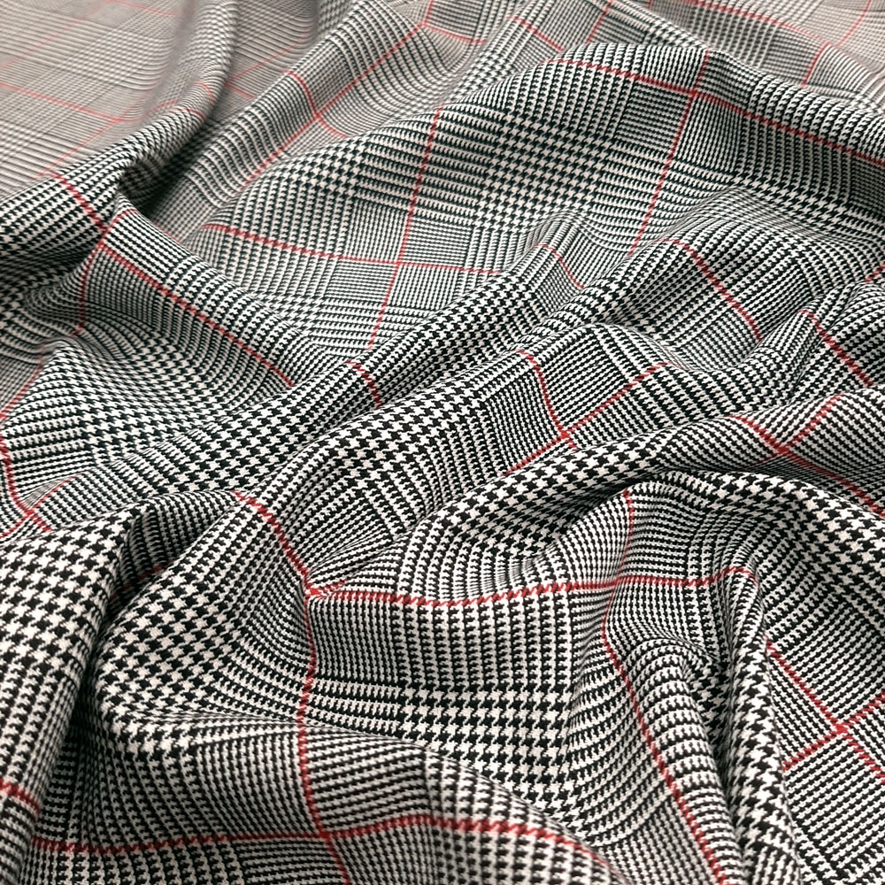 Minna - Glen check - värinen kangas – Musta-Kermanpunainen