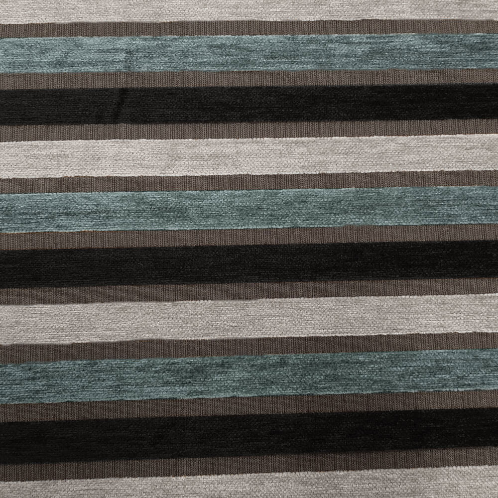 Aika - Koriste- ja verhoilukangas raidallisella kankaalla - Antrasiitti (vaaleanharmaa,petrooli,musta)